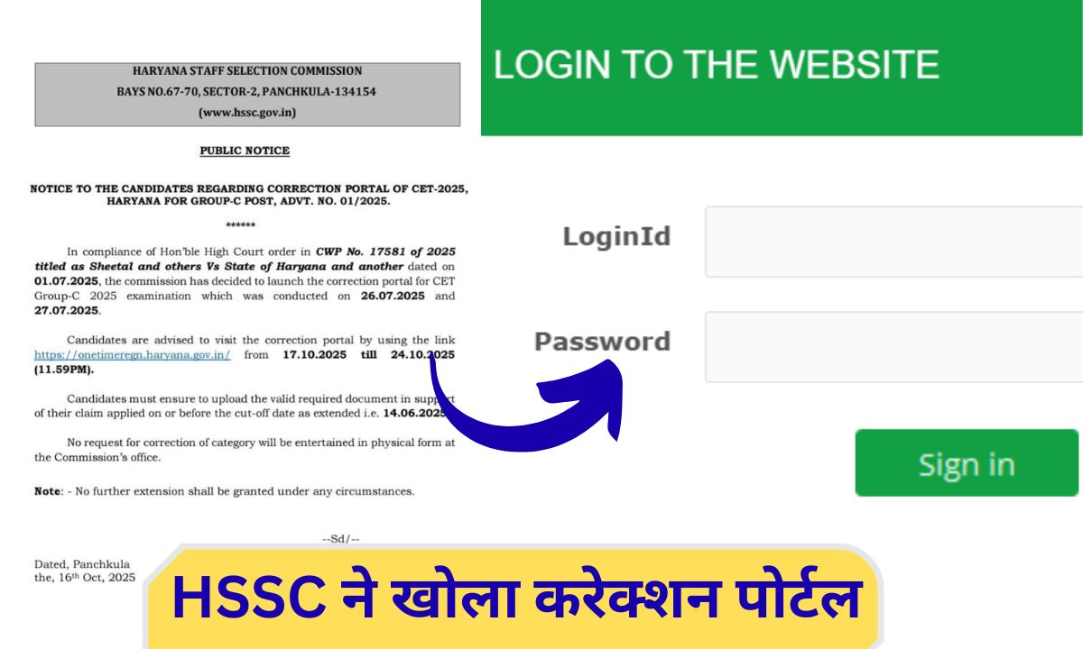 HSSC CET Correction Portal Haryana CET Group C exam correction portal opens, see how to correct errors, 8 days' time