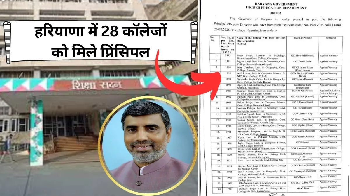 Haryana college principle list joining promoted lecturer