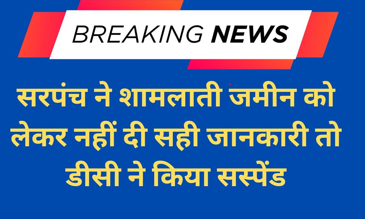 Narnaul Sarpanch suspended Sarpanch in trouble for giving false statement on Shamlati land, suspended by DC