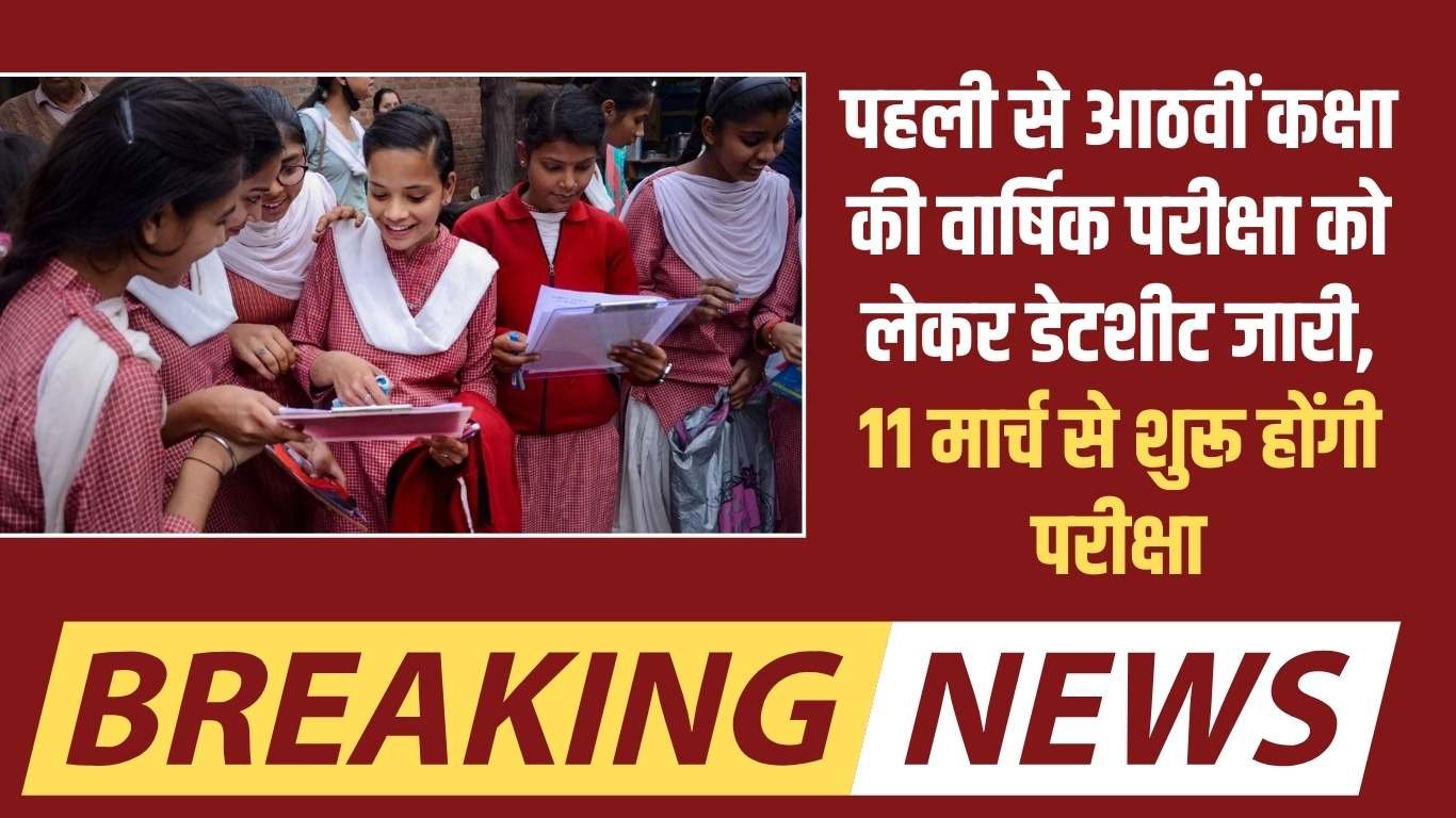 School Exam Date Sheet: Datesheet released for annual exams for classes 1 to 8, exams to begin on March 11